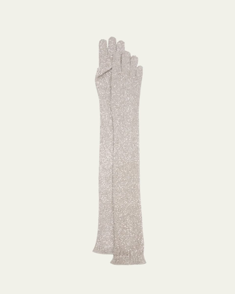 Paillette Elongated Nylon-Blend Gloves